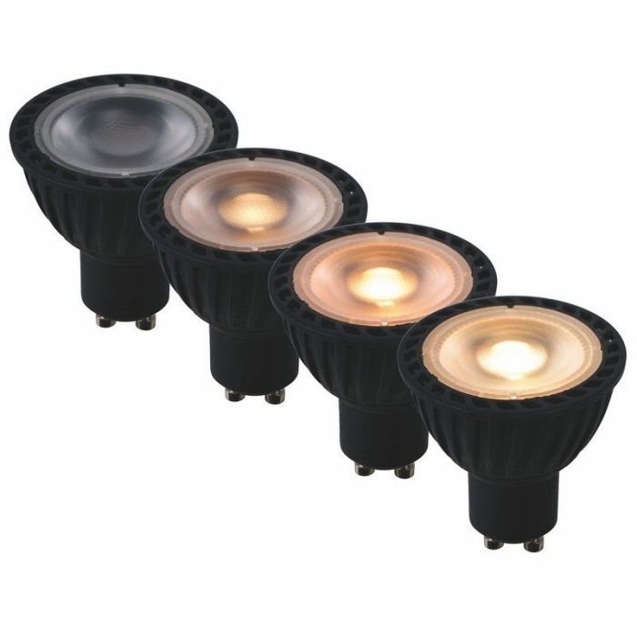 Dimmable Lucide GU10 LED light bulb, Jordan, black, 5w, dim to warm