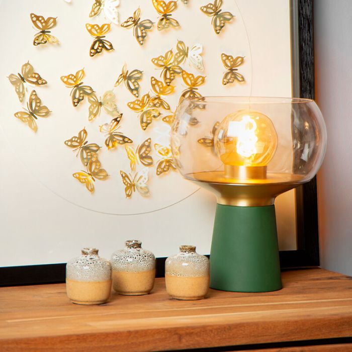 Green table lamp retro, Farris, with switch