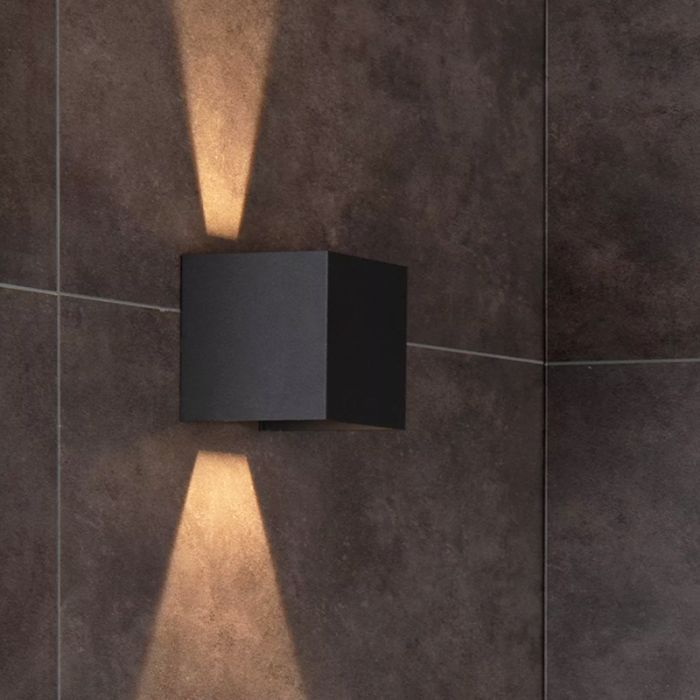 Black up down wall light modern, Axi, 6W, 2700K LED, IP54