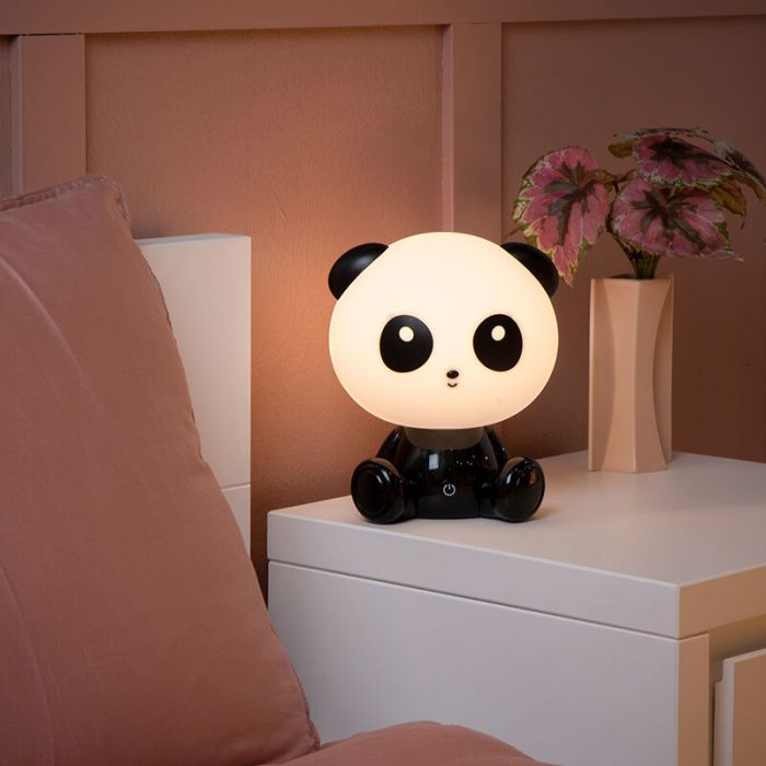 Black children's table lamp, Dodo Panda, 3W, 4000K LED