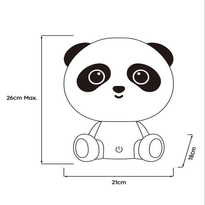 Black children's table lamp, Dodo Panda, 3W, 4000K LED