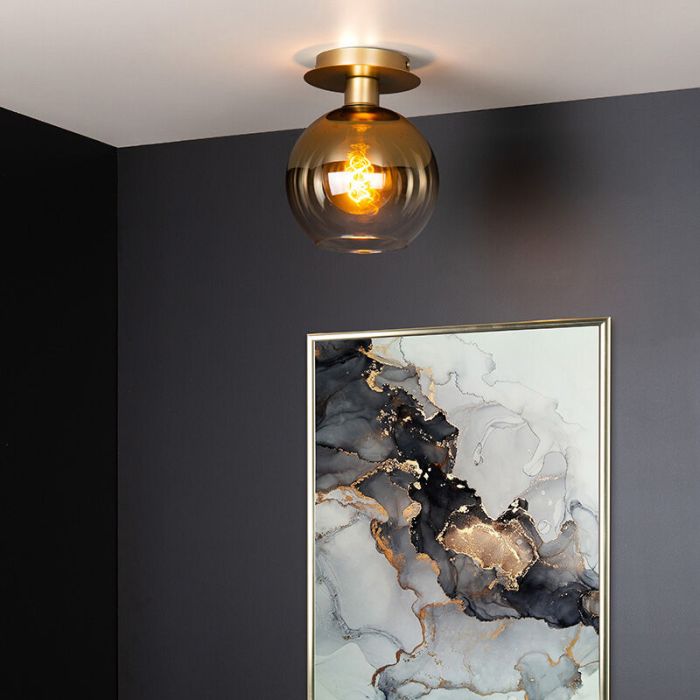 Golden flush ceiling light retro, Marius