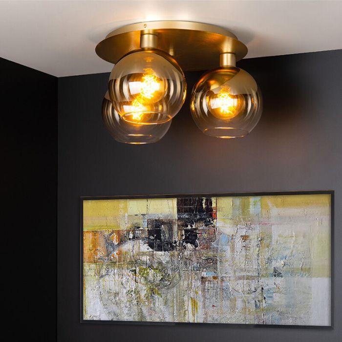 Golden flush ceiling light retro, Marius