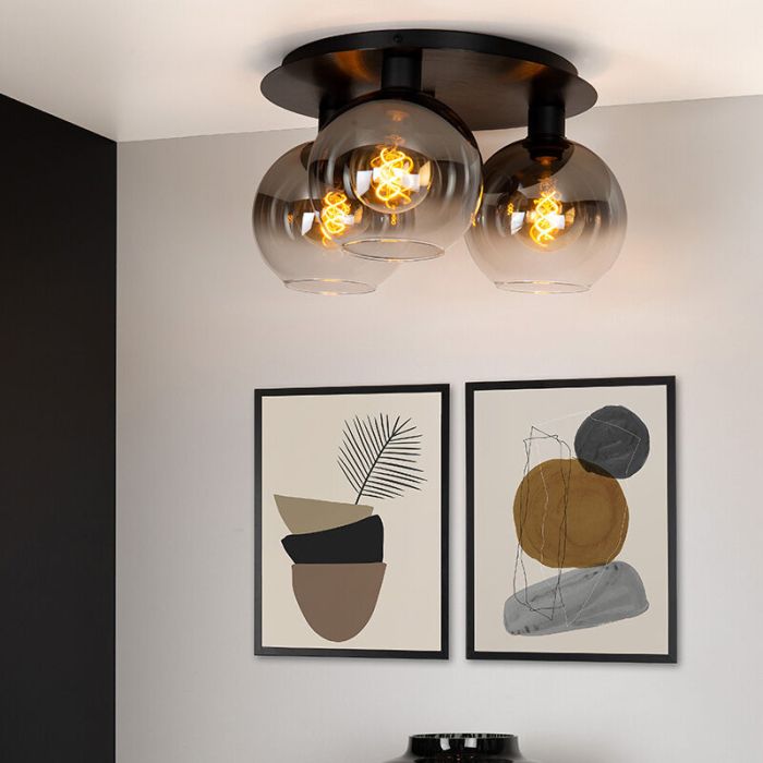 Grey flush ceiling light retro, Marius