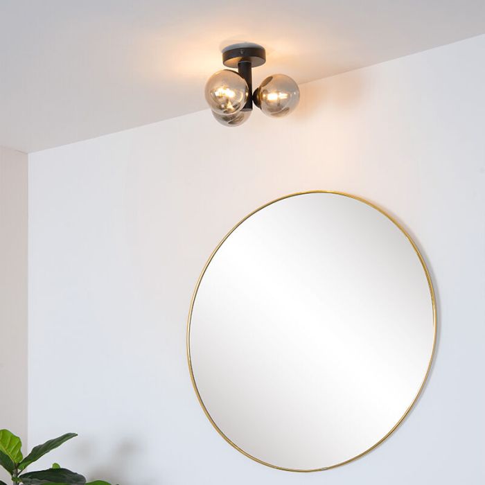 Black bathroom ceiling light modern, Trudy, IP44