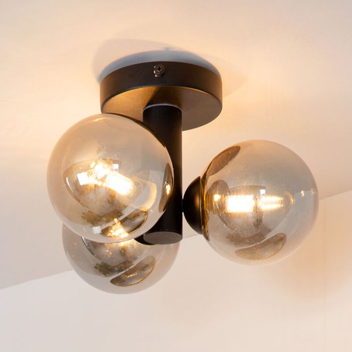 Black bathroom ceiling light modern, Trudy, IP44
