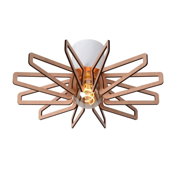 Modern flush ceiling light wood, Zidane