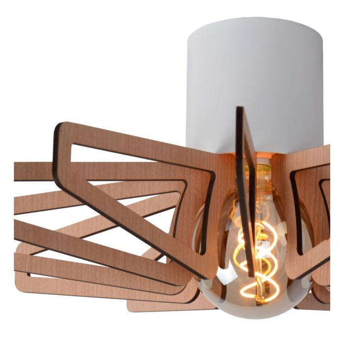 Modern flush ceiling light wood, Zidane