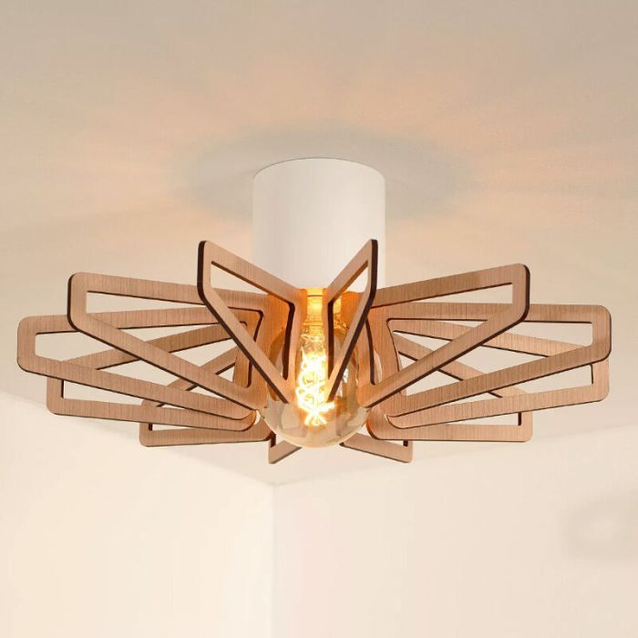 Modern flush ceiling light wood, Zidane