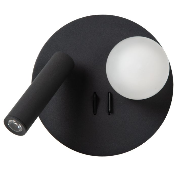 Black bedside lamp modern, Matiz, 3,5W, 3000K LED, with switch