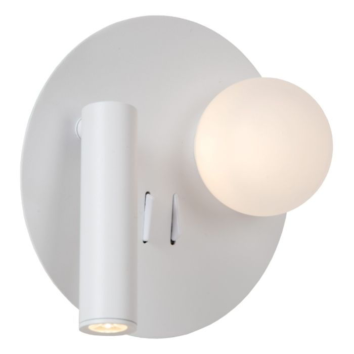 White bedside lamp modern, Matiz, 3,5W, 3000K LED, with switch