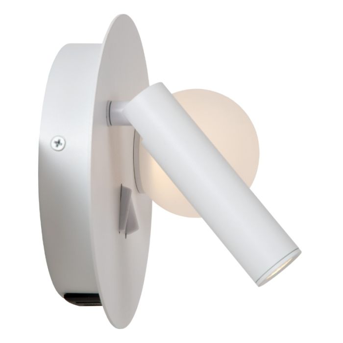 White bedside lamp modern, Matiz, 3,5W, 3000K LED, with switch