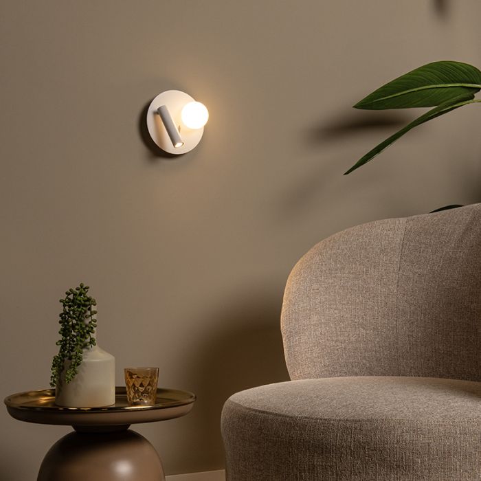 White bedside lamp modern, Matiz, 3,5W, 3000K LED, with switch