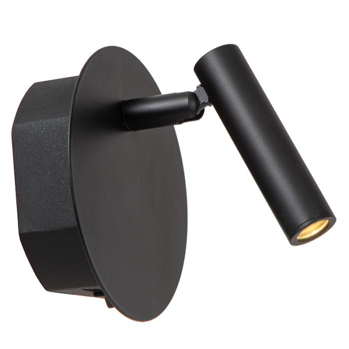 Black bedside lamp modern, Jolijn, 2W, 3000K LED, with switch