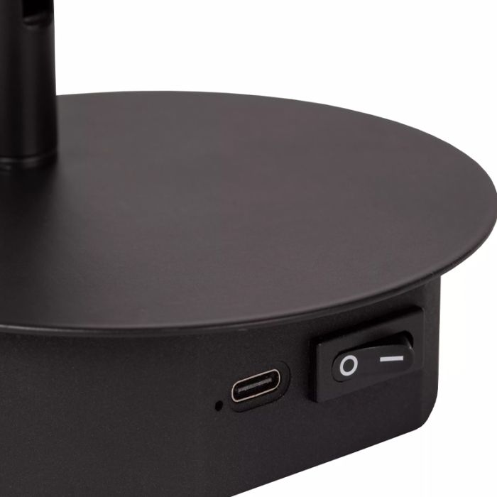 Black bedside lamp modern, Jolijn, 2W, 3000K LED, with switch