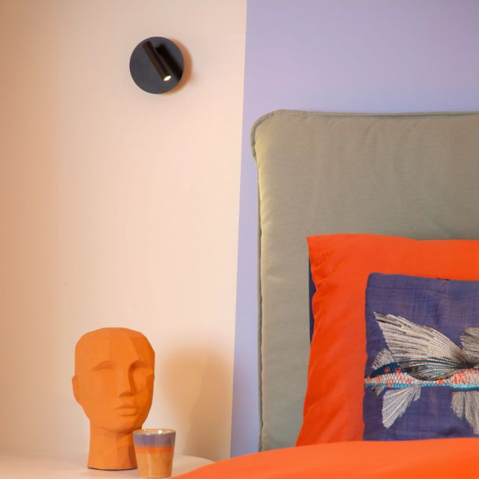 Black bedside lamp modern, Jolijn, 2W, 3000K LED, with switch
