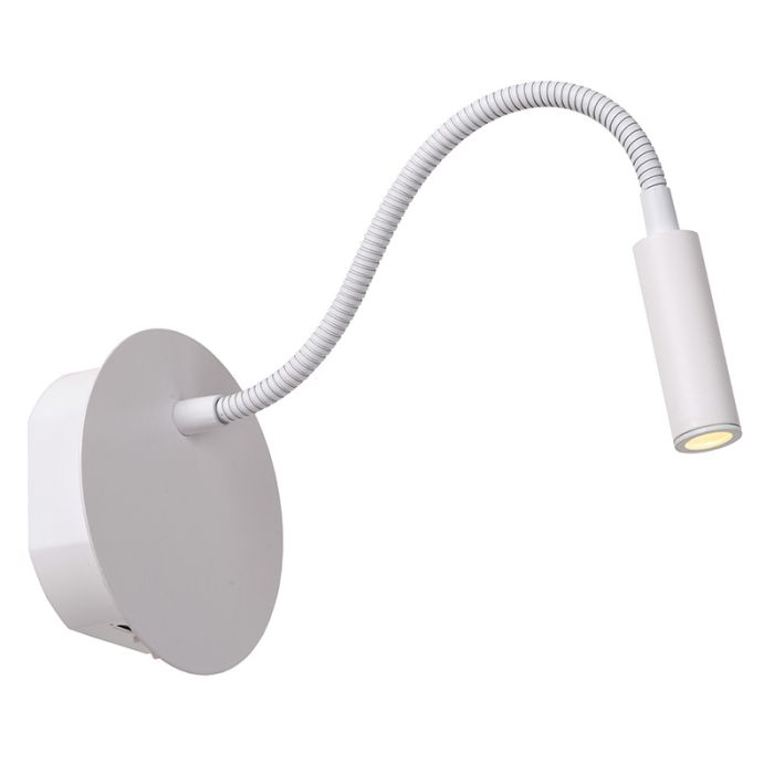 White bedside lamp modern, Jolijn, 2W, 3000K LED, with switch