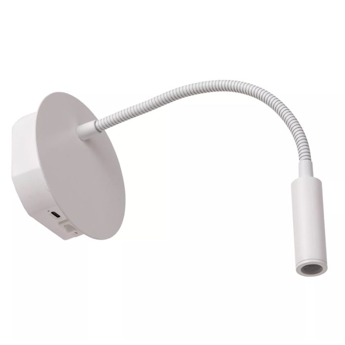 White bedside lamp modern, Jolijn, 2W, 3000K LED, with switch