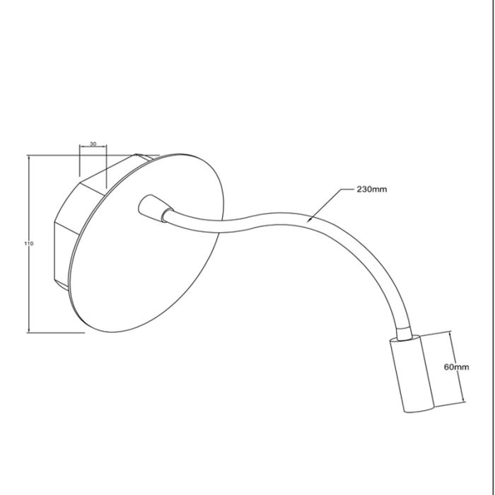 White bedside lamp modern, Jolijn, 2W, 3000K LED, with switch