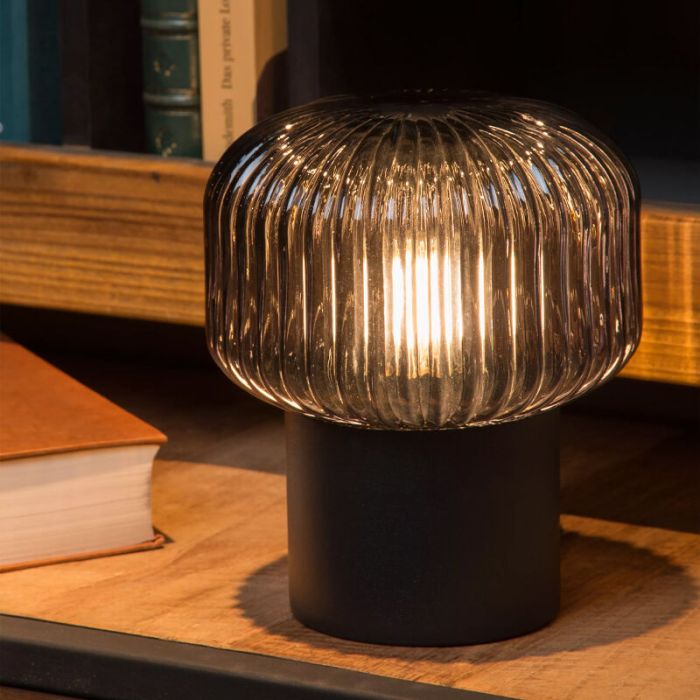 Grey table lamp retro, Jany, with switch