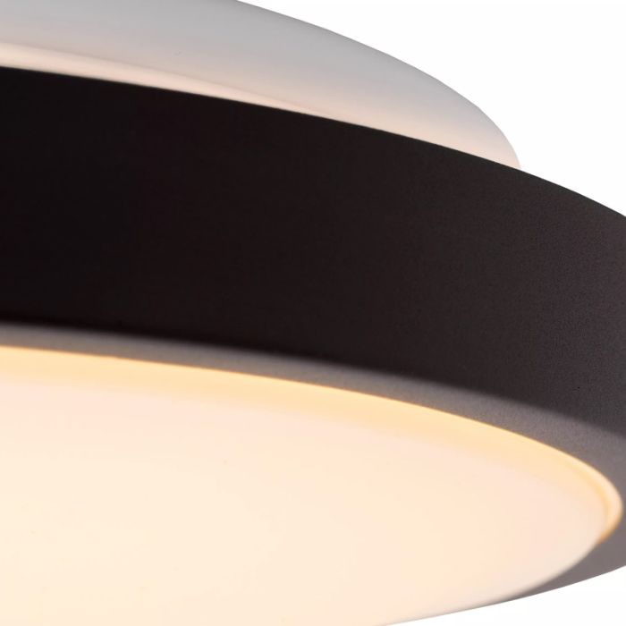 Black bathroom ceiling light modern, Dasher, 18W, 2700K LED, IP44
