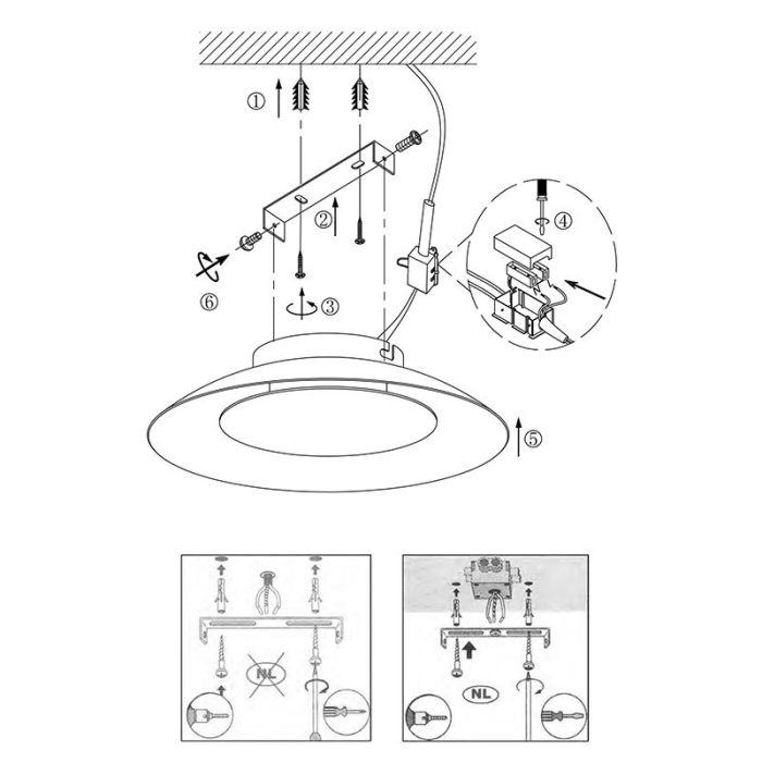 Black flush ceiling light modern, Foskal, 12W, 2700K LED