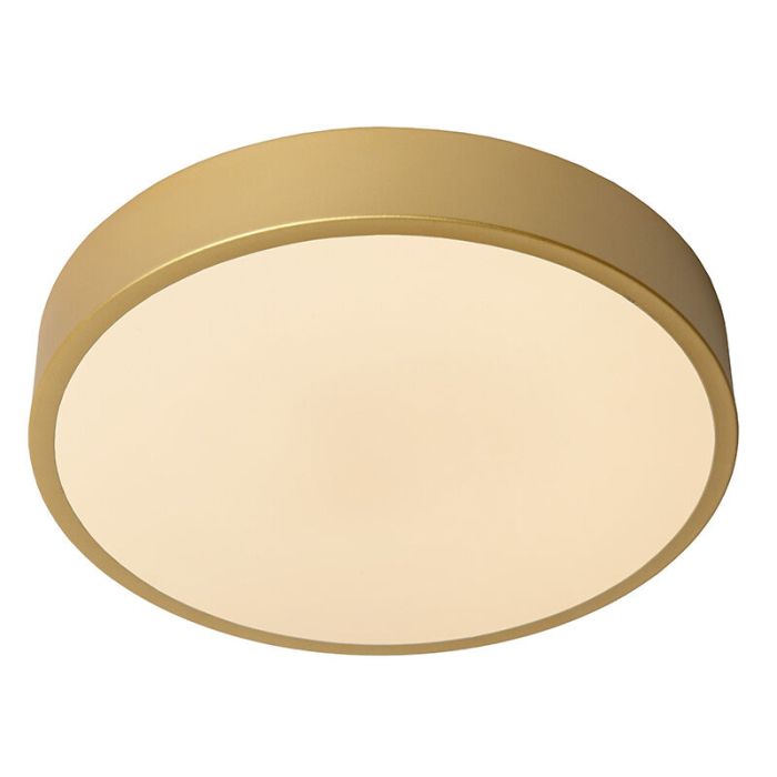 Golden flush ceiling light modern, Unar, 18W, 2700K LED, 3-step dimmable