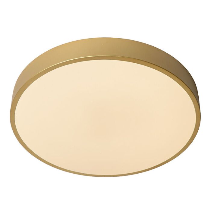 Golden flush ceiling light modern, Unar, 24W, 2700K LED, 3-step dimmable