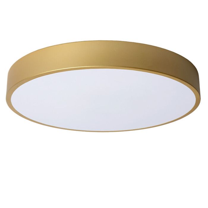 Golden flush ceiling light modern, Unar, 24W, 2700K LED, 3-step dimmable