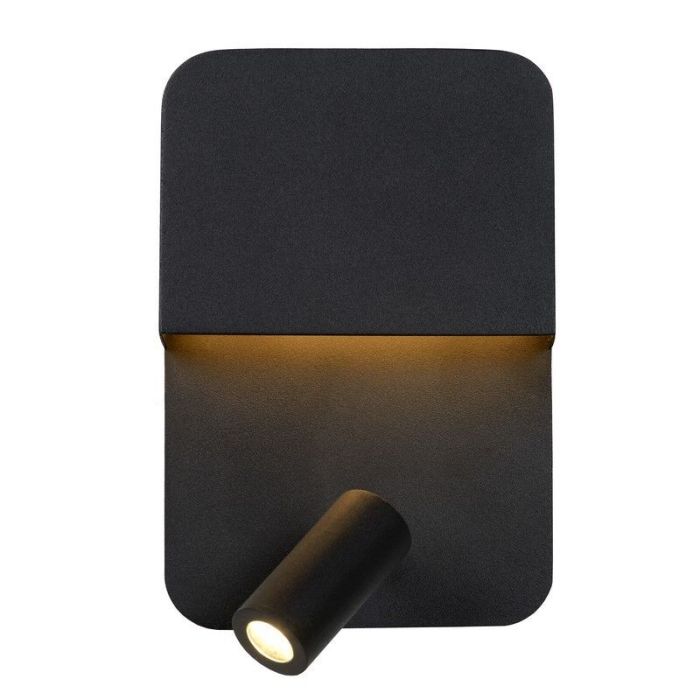 Black wall light modern, Boxer, 5W, 3000K LED, with switch