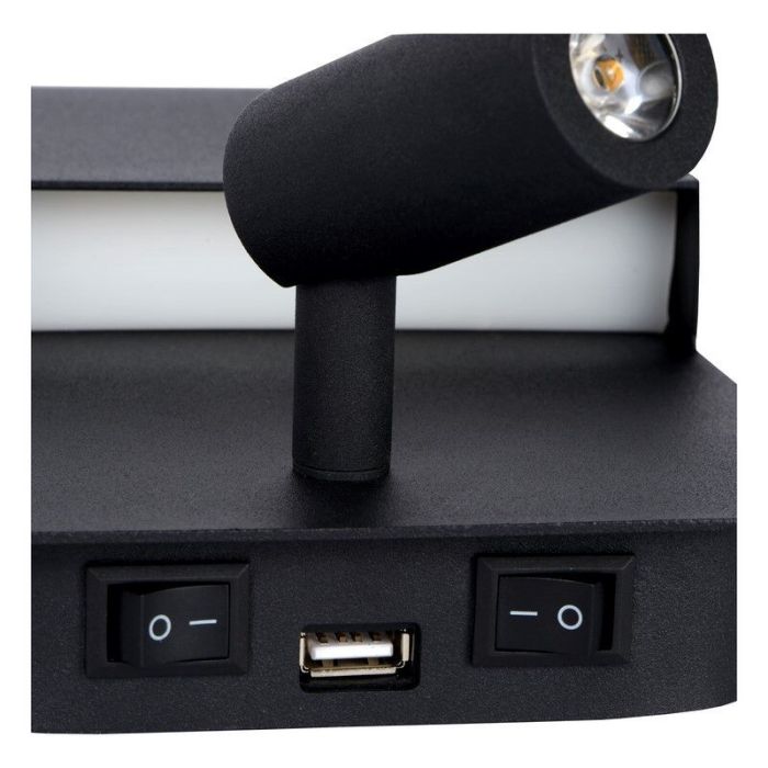 Black wall light modern, Boxer, 5W, 3000K LED, with switch