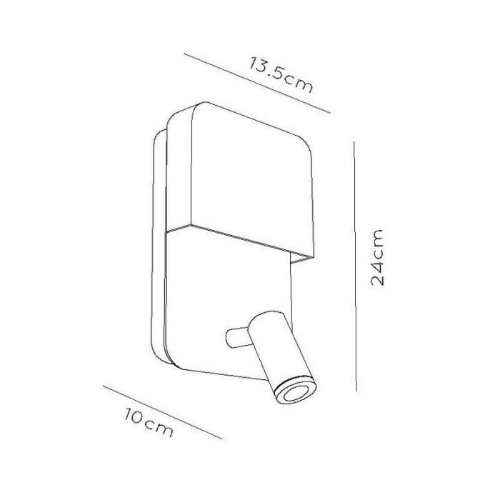 Black wall light modern, Boxer, 5W, 3000K LED, with switch