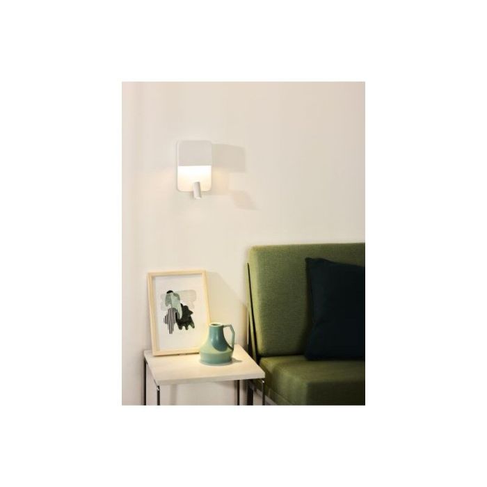 White wall light modern, Boxer, 5W, 3000K LED, with switch