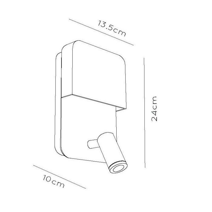 White wall light modern, Boxer, 5W, 3000K LED, with switch