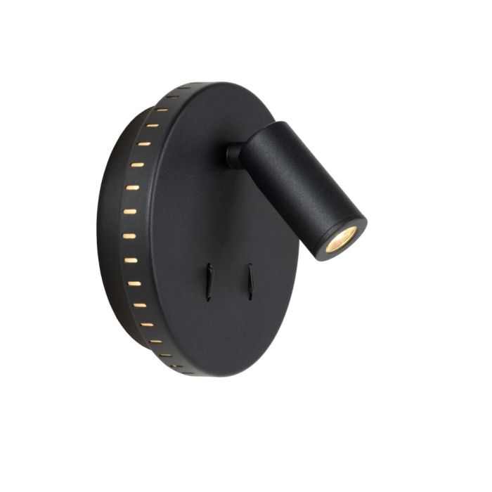 Black wall light modern, Bentjer, 6W, 3000K LED, with switch