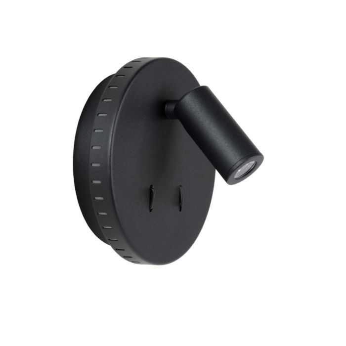 Black wall light modern, Bentjer, 6W, 3000K LED, with switch