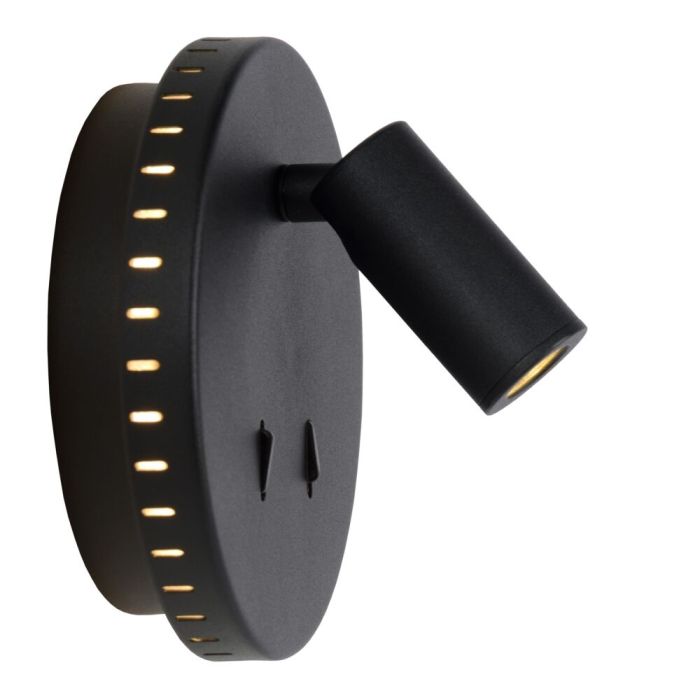 Black wall light modern, Bentjer, 6W, 3000K LED, with switch