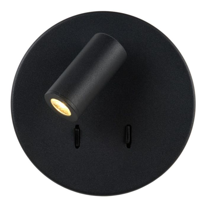 Black wall light modern, Bentjer, 6W, 3000K LED, with switch