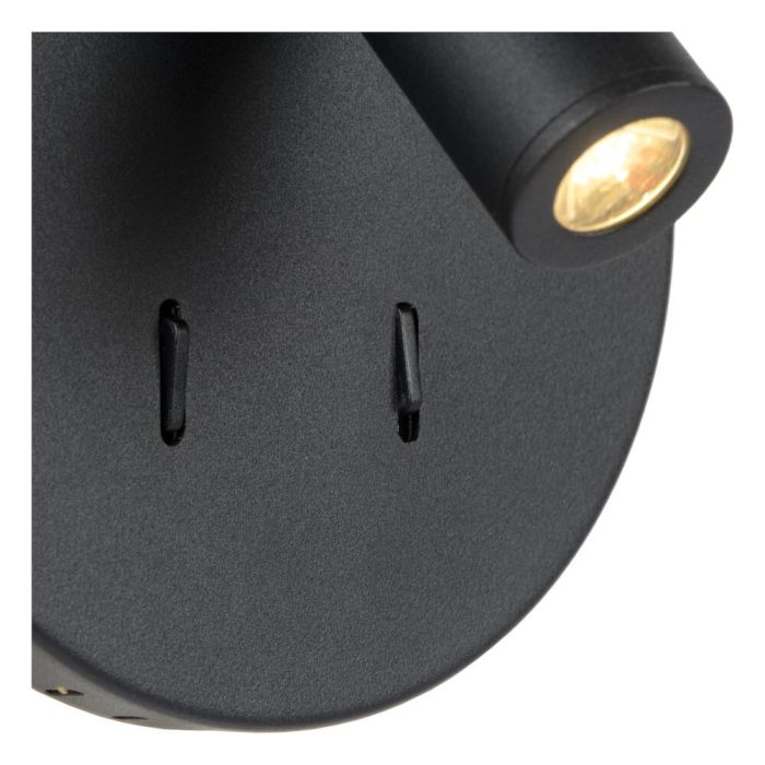 Black wall light modern, Bentjer, 6W, 3000K LED, with switch