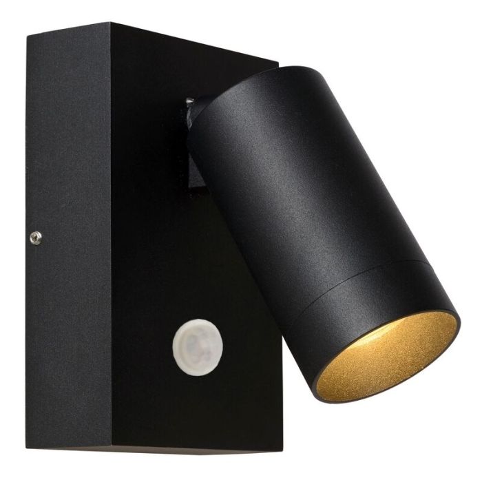 Black outdoor wall light with motion sensor modern, Taylor, IP54