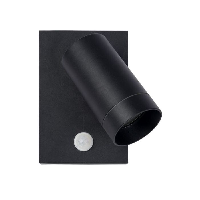 Black outdoor wall light with motion sensor modern, Taylor, IP54