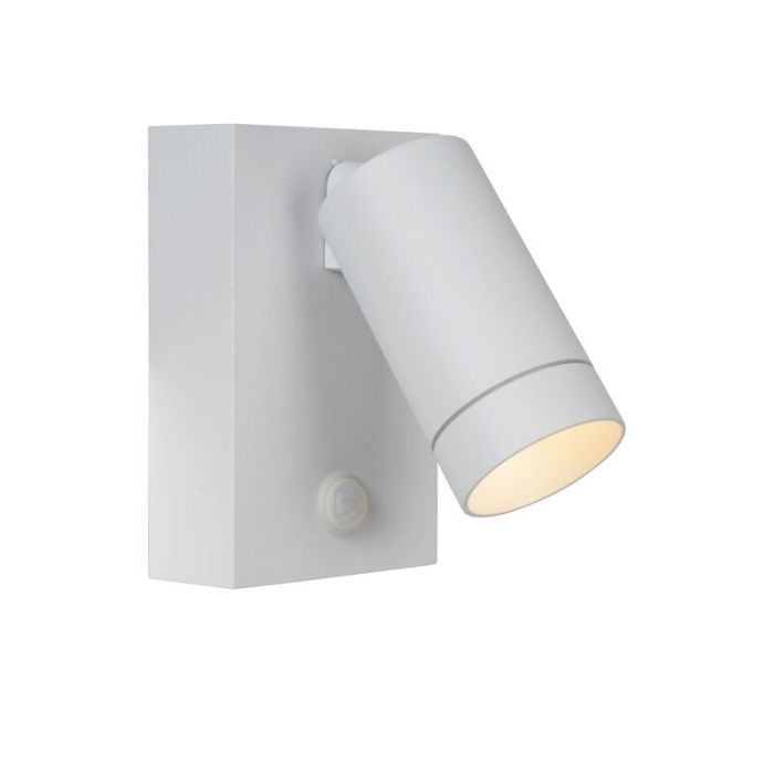 White outdoor wall light with motion sensor modern, Taylor, IP54