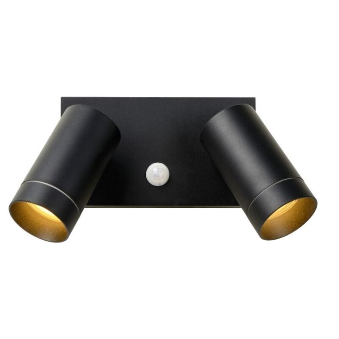 Black outdoor wall light with motion sensor modern, Taylor, IP54