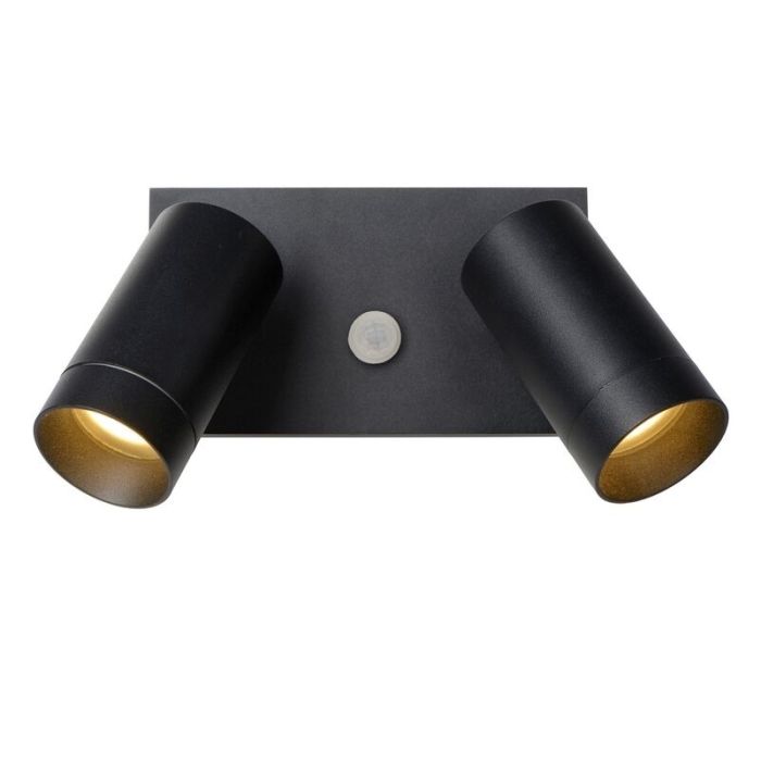 Black outdoor wall light with motion sensor modern, Taylor, IP54