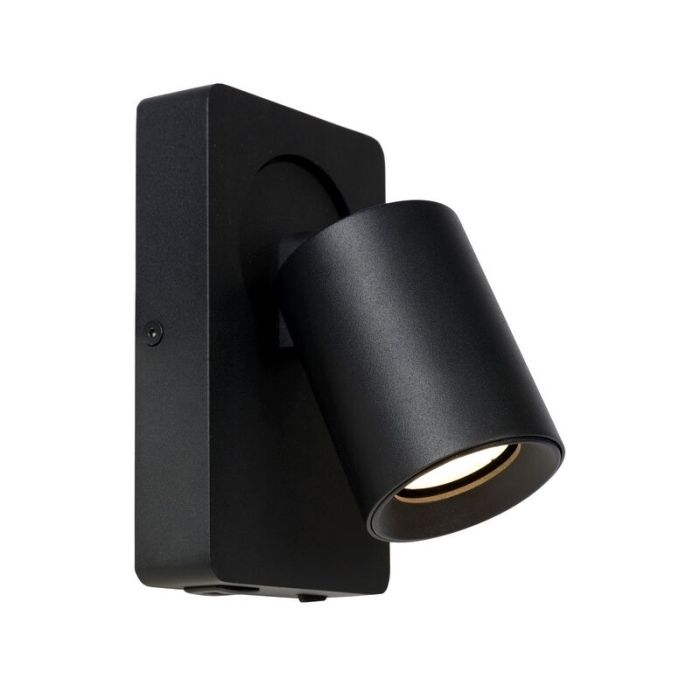 Black wall spotlight modern, Nigel, with switch