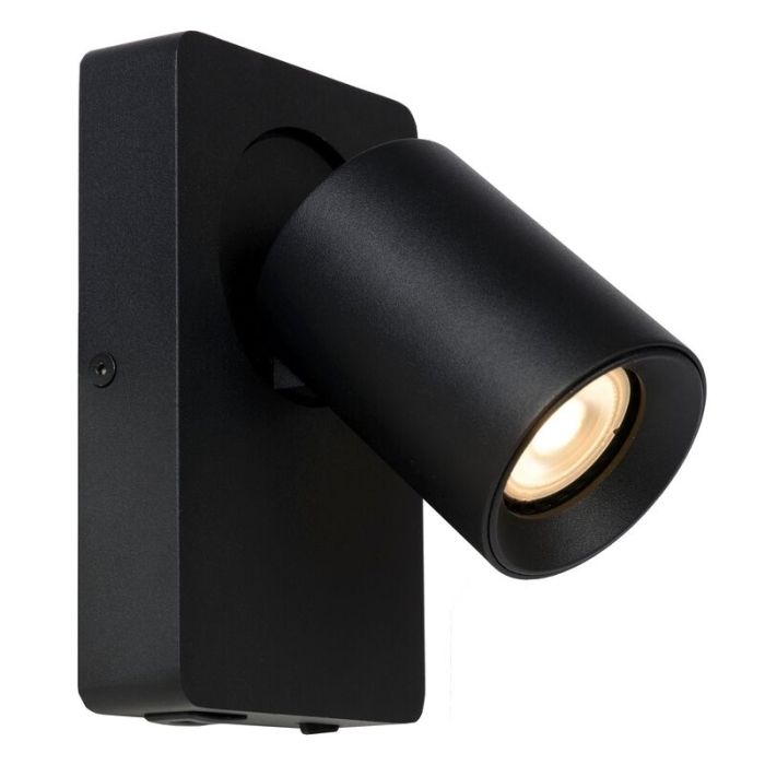 Black wall spotlight modern, Nigel, with switch