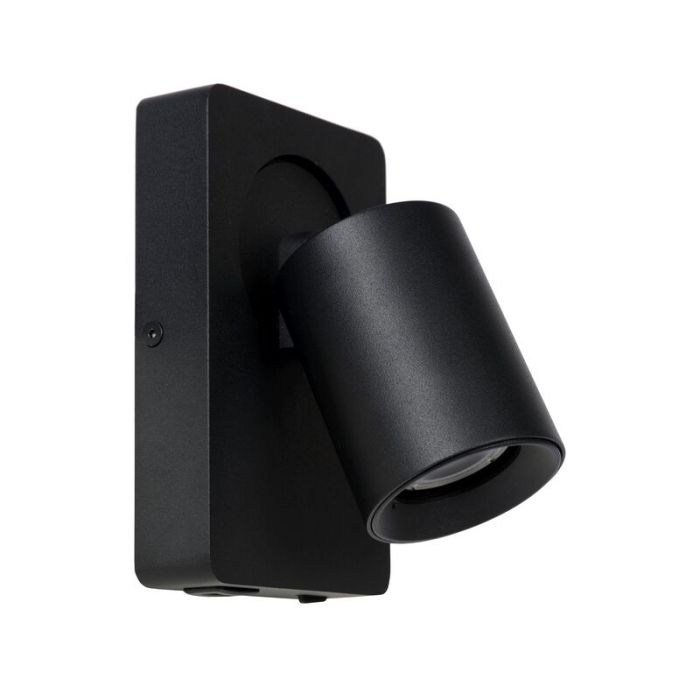 Black wall spotlight modern, Nigel, with switch