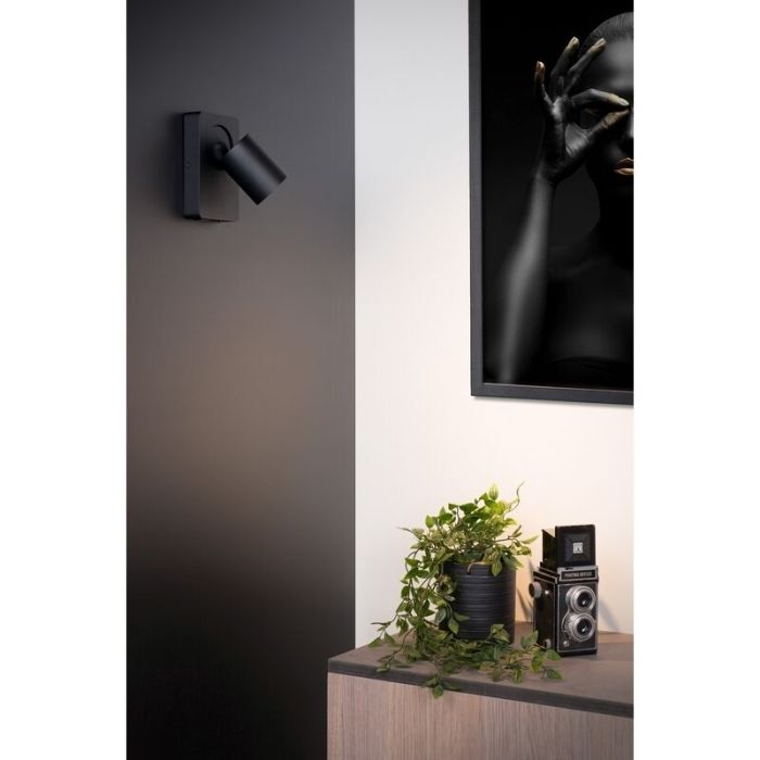 Black wall spotlight modern, Nigel, with switch
