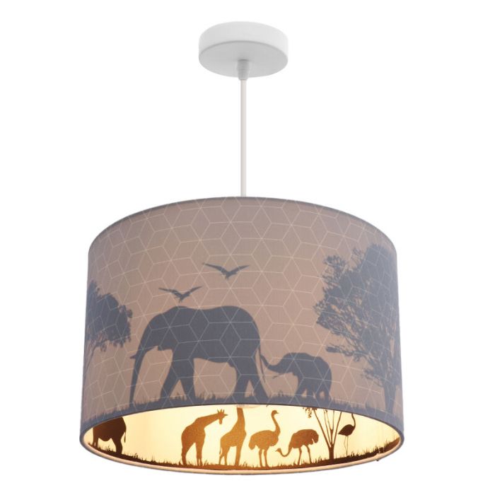 Fabric kids pendant light grey, Safari