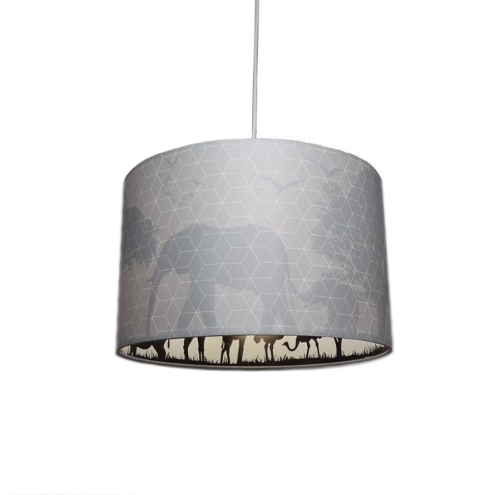 Fabric kids pendant light grey, Safari
